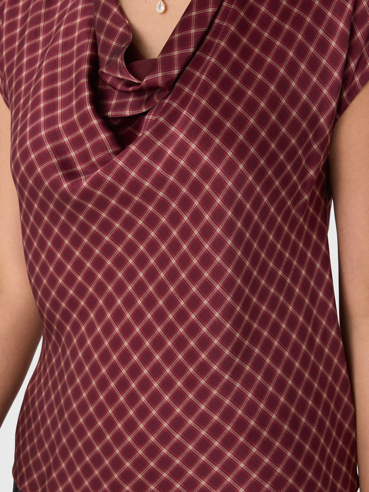 Vince Women's Ombré Plaid Silk Satin Cowl-Neck Blouse