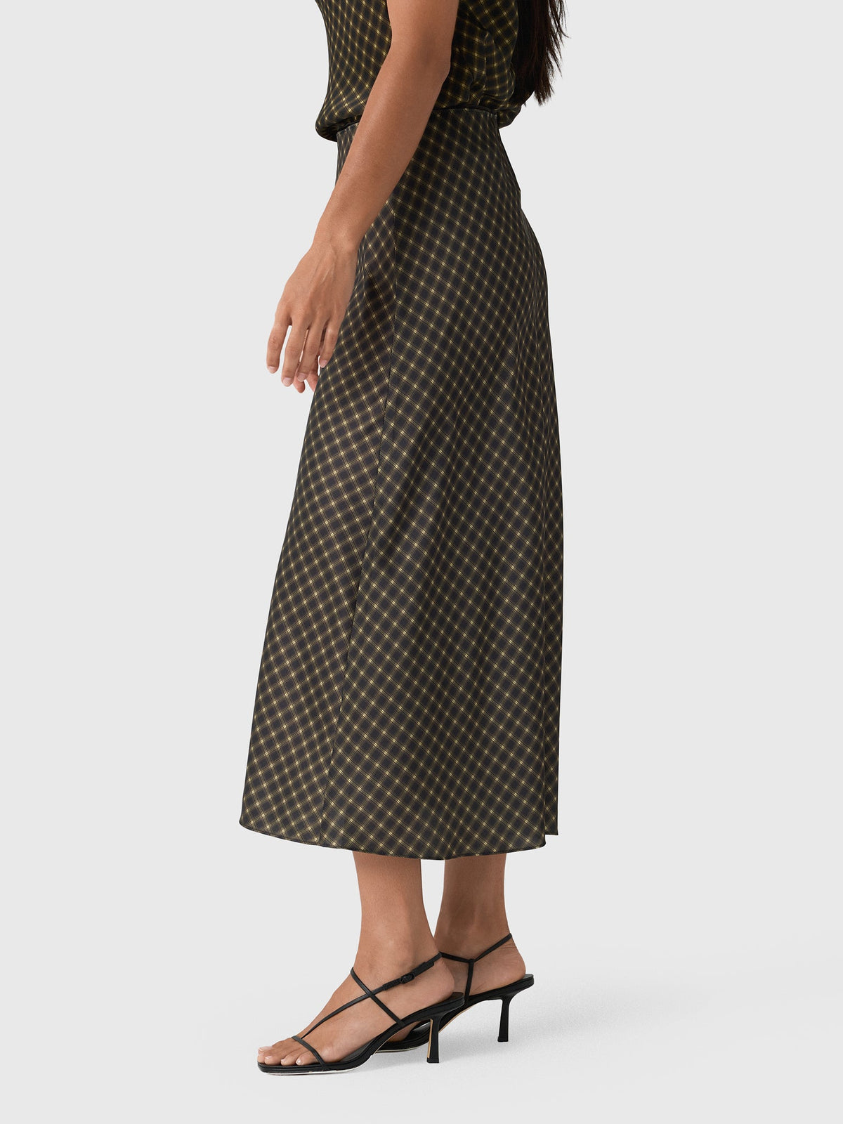 Vince Women's Ombré Plaid Lingerie-Trim Satin Slip Skirt