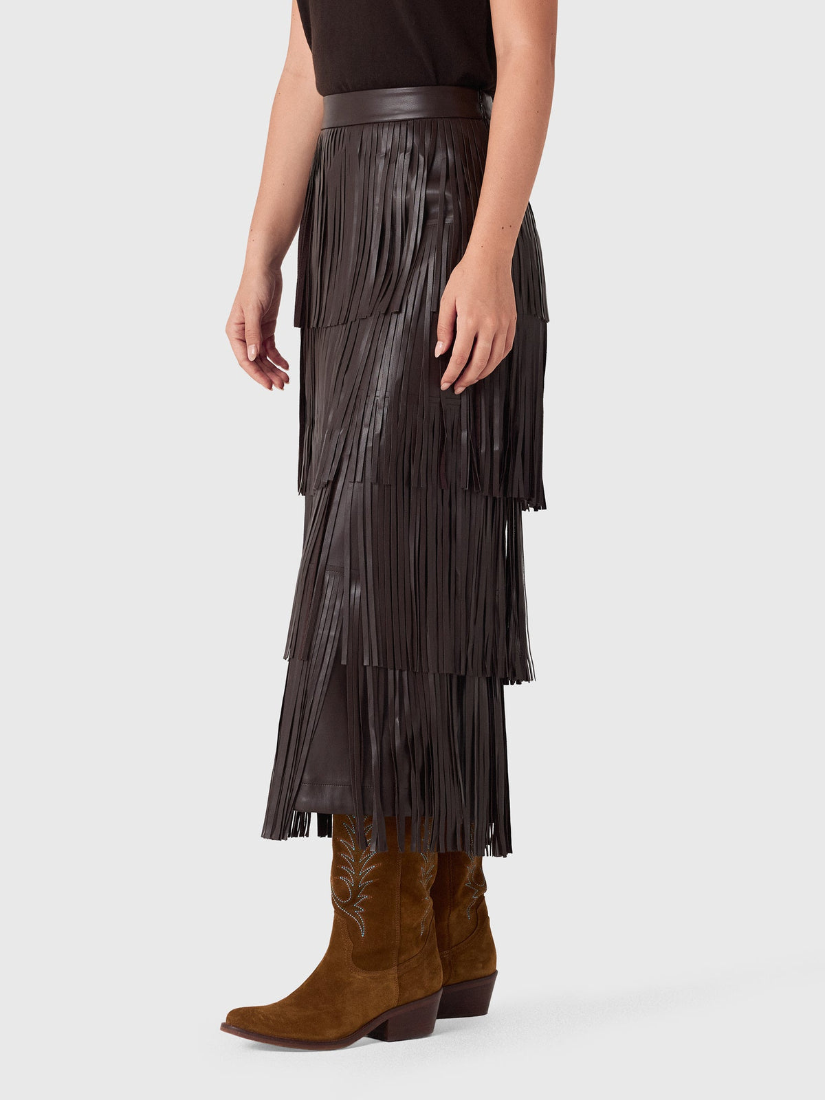 Simon Miller Women's Za Za Vegan Leather Fringe Skirt