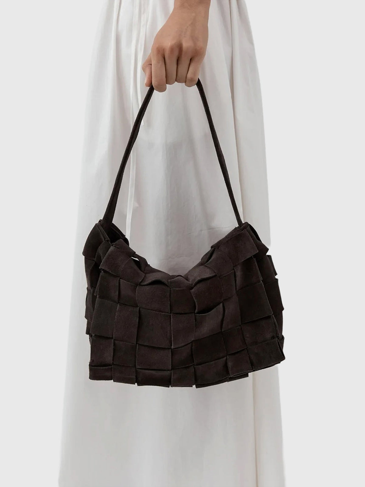 St. Agni Suede Woven Envelope Mini Tote