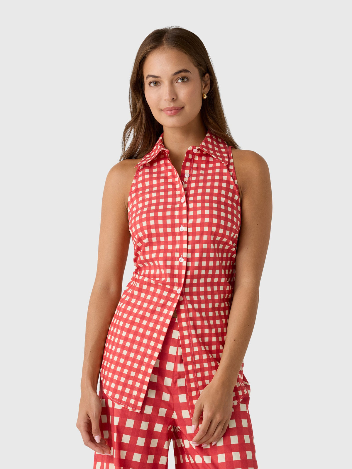 Simon Miller Women's Loch Sleeveless Poplin Button Up Top