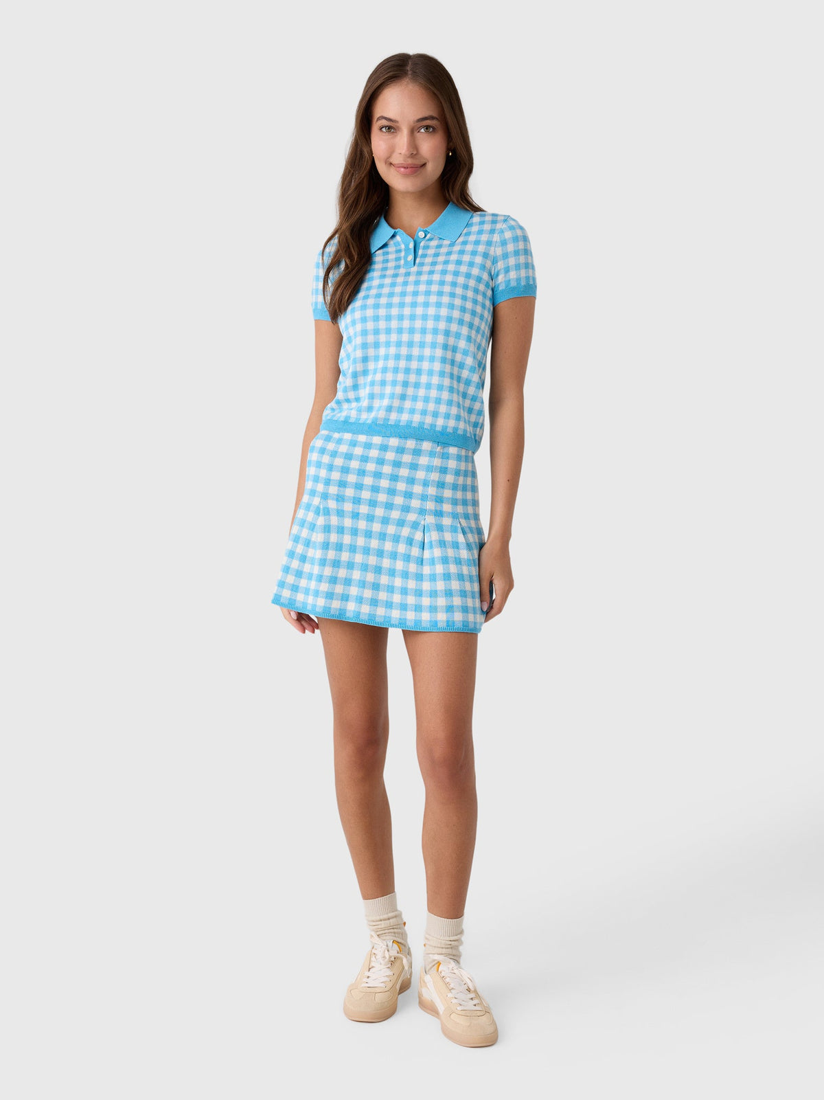 Guest In Residence Women's Gingham Shrunken Polo