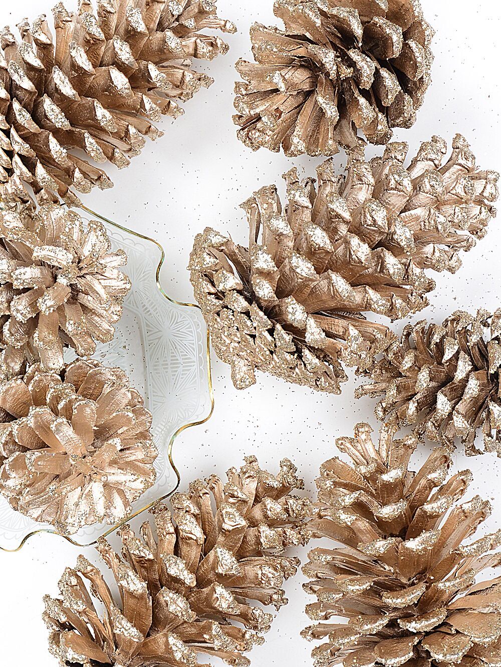 Natural Large Champagne Glittered Pinecones | 200gChampagne