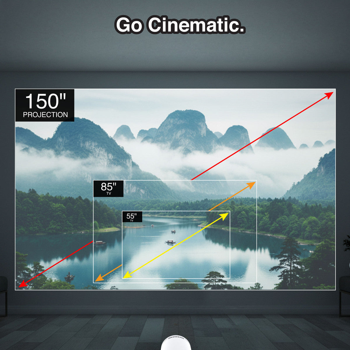 Laser Smart Portable Projector 720p with 100-inch Screen (White)
