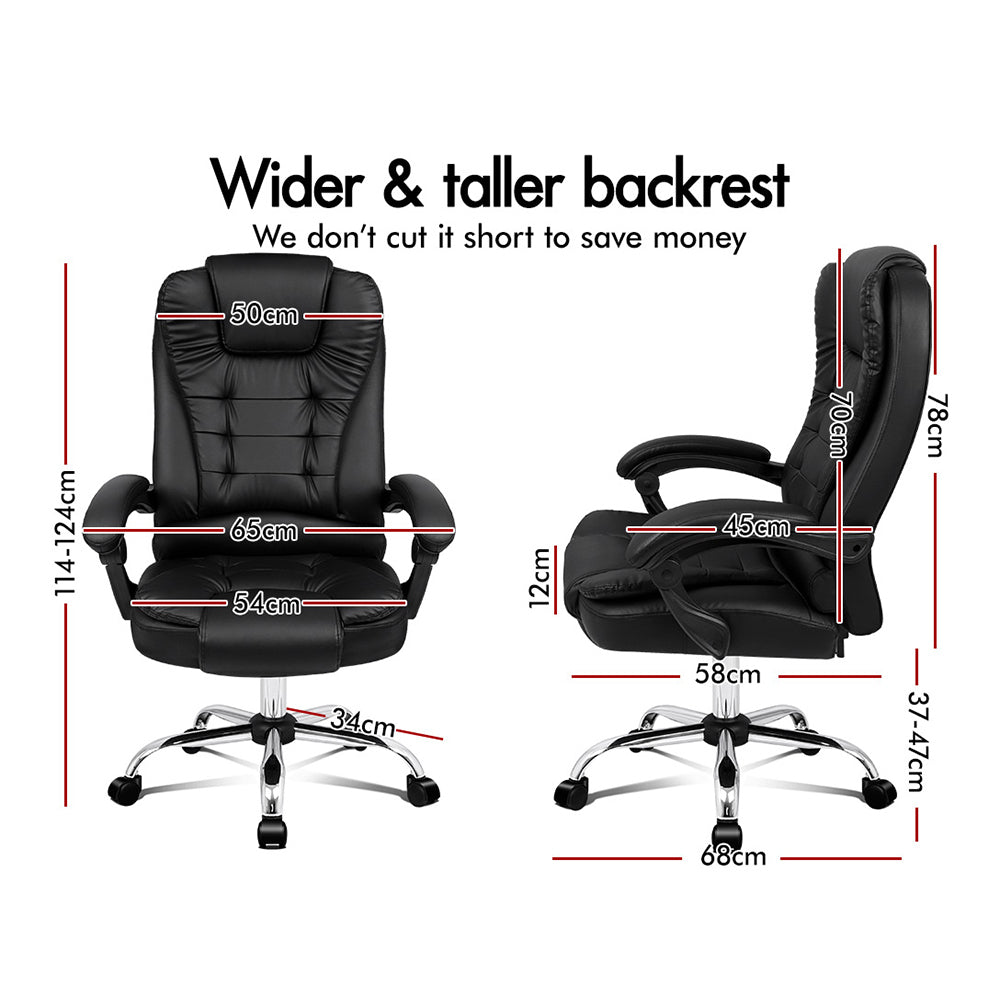 ALFORDSON Office Chair Executive Computer Recliner Seat PU Leather (Black)