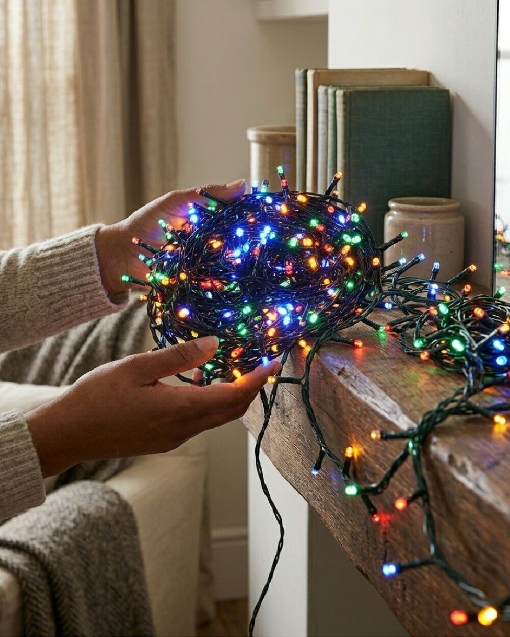 1000 Multi Colour LED String Fairy Lights 8 Function | 50mGreen, Red, Blue & Orange
