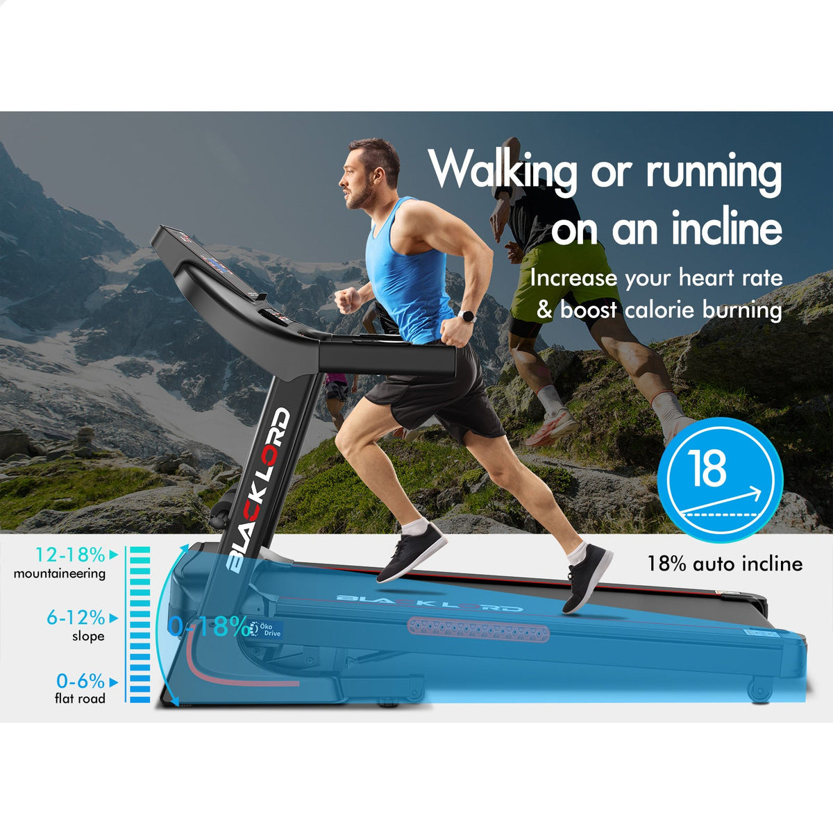BLACK LORD Treadmill Electric Auto Incline Home Gym Exercise Run Machine EXP32