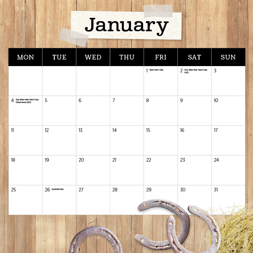 Our Australia Horses at Home Calendar 2027