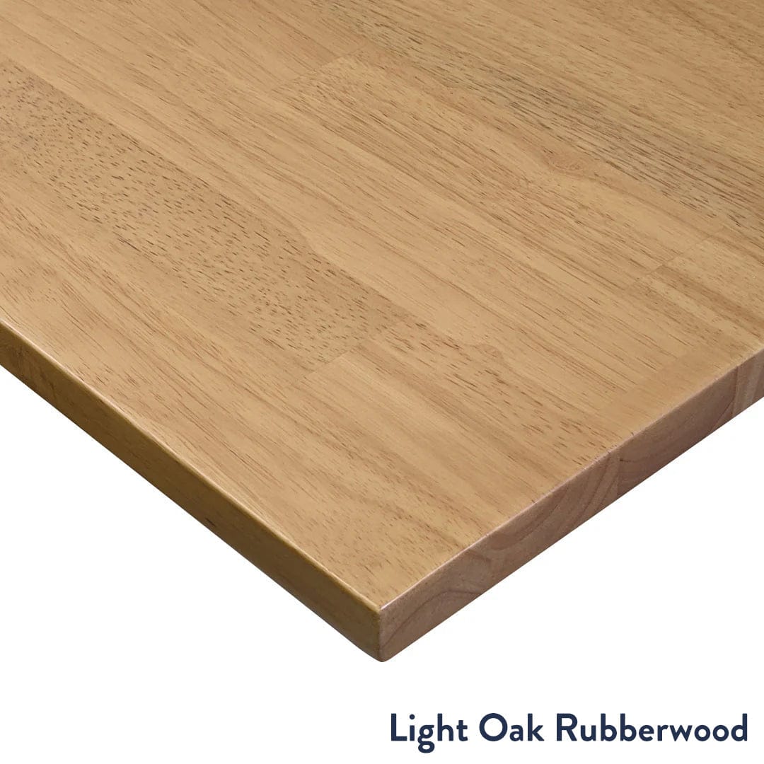 Desky Rubberwood L-Shape Sit Stand Desk 150 x 155 cm Light Oak Top and Space Grey Leg