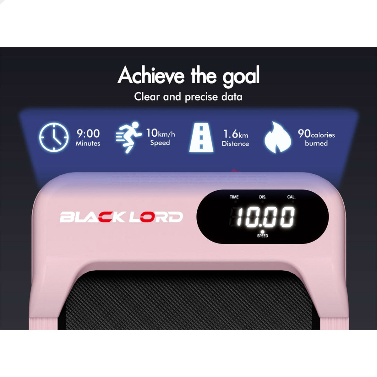 BLACK LORD Treadmill Electric Walking Pad Home Gym Incline Magnetic Remote (Pink)