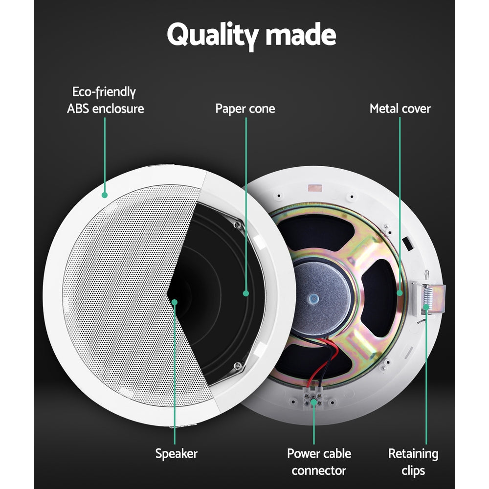 Giantz 6''Ceiling Speakers In Wall Speaker Home Audio Stereos Tweeter 8pcs