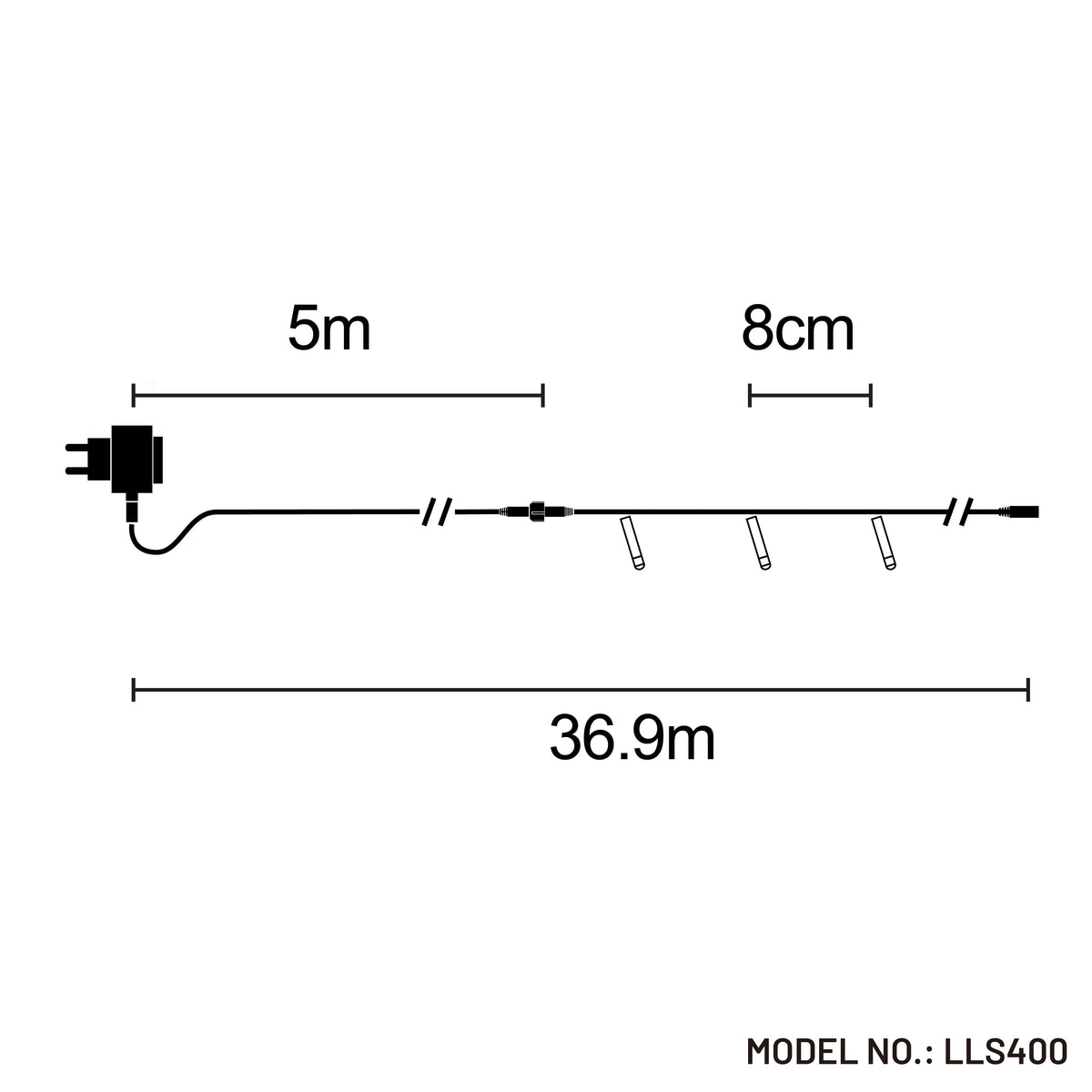 Lexi Lighting 400 Sparkle LED Connectable String Light - White Cable - Warm White + White Flicker