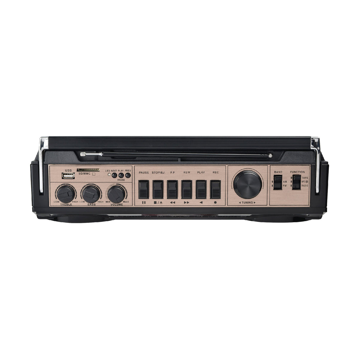 Laser Retro Cassette Boombox with AM FM Radio (Black)