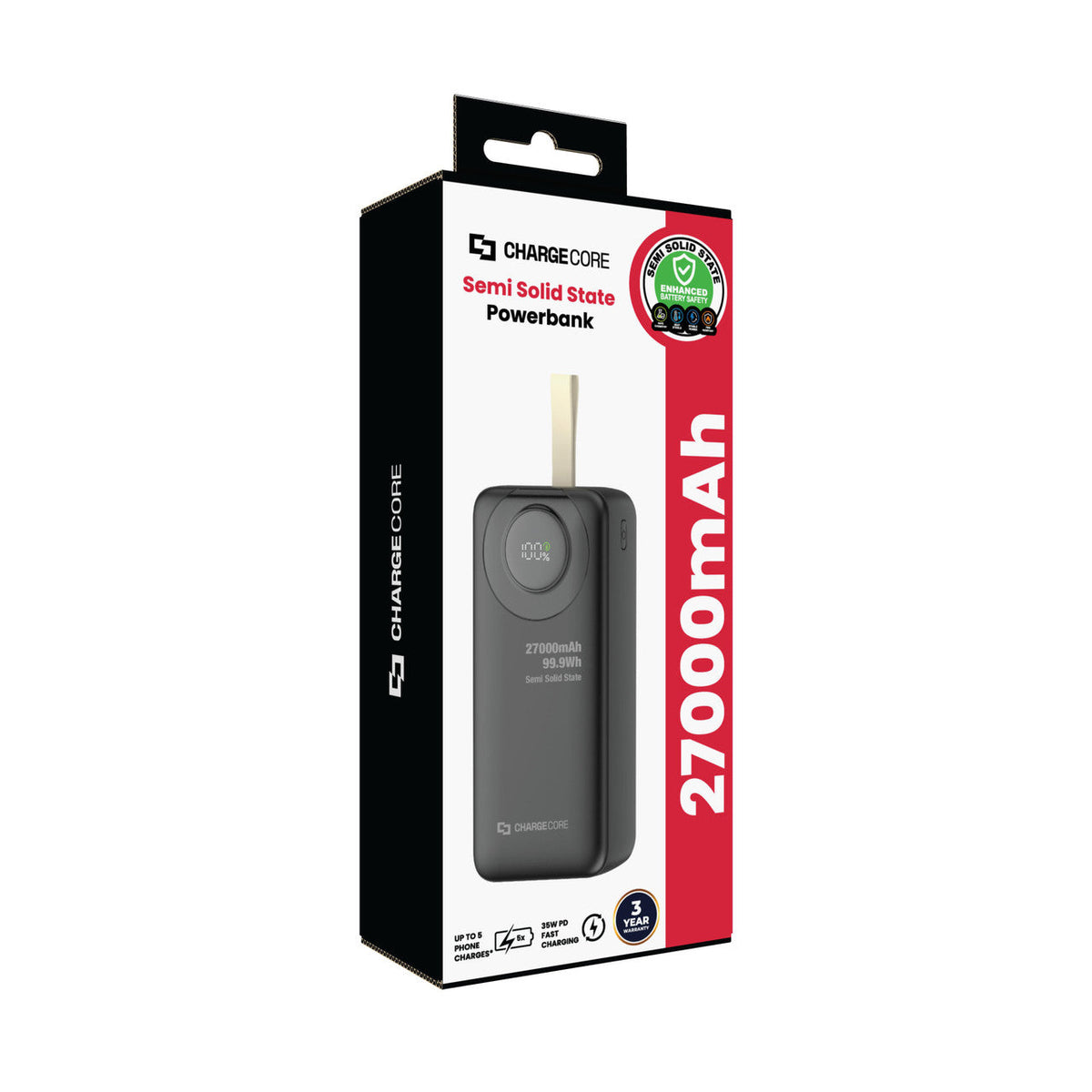 Laser ChargeCore 27,000mAh 35W Semi-Solid-State Power Bank (Black)