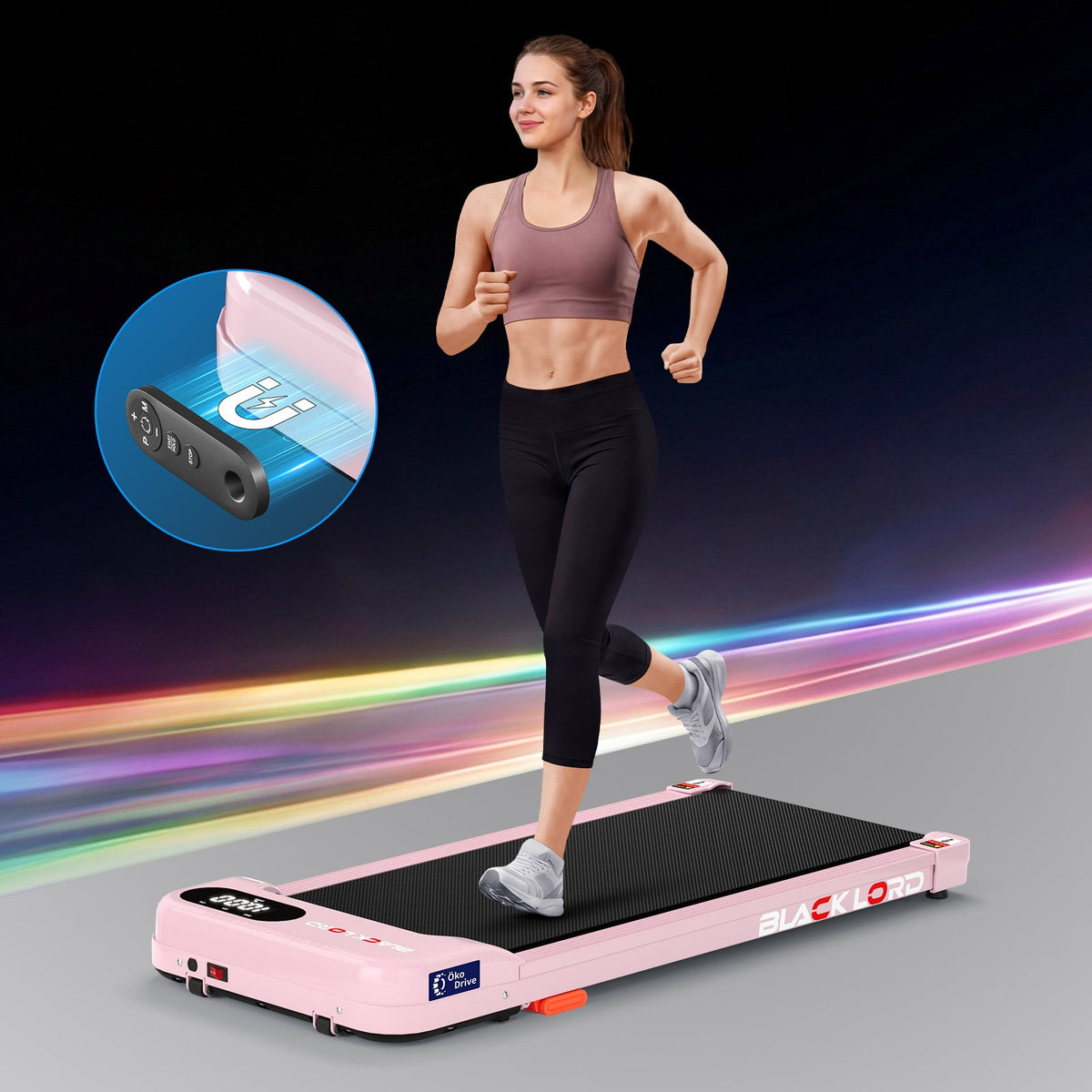 BLACK LORD Treadmill Electric Walking Pad Home Gym Incline Magnetic Remote (Pink)