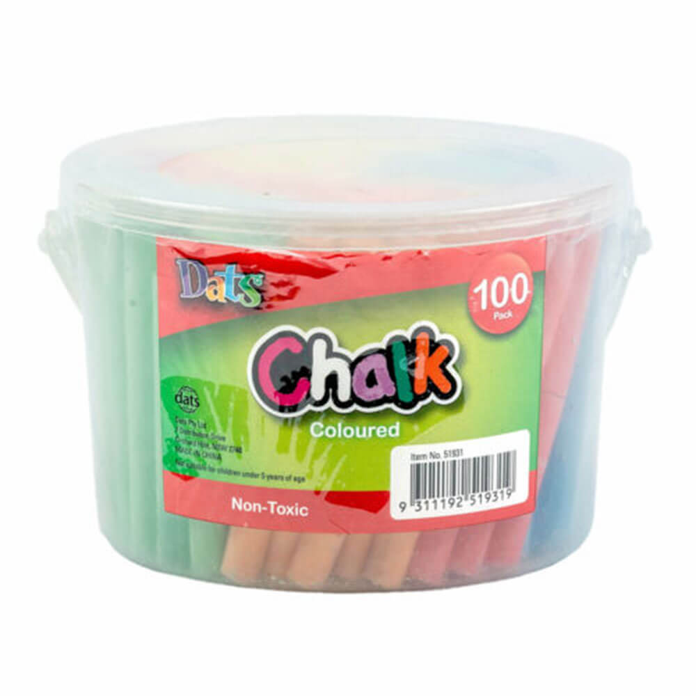 Dats Non-toxic Bucket Chalk (100pk) - Coloured