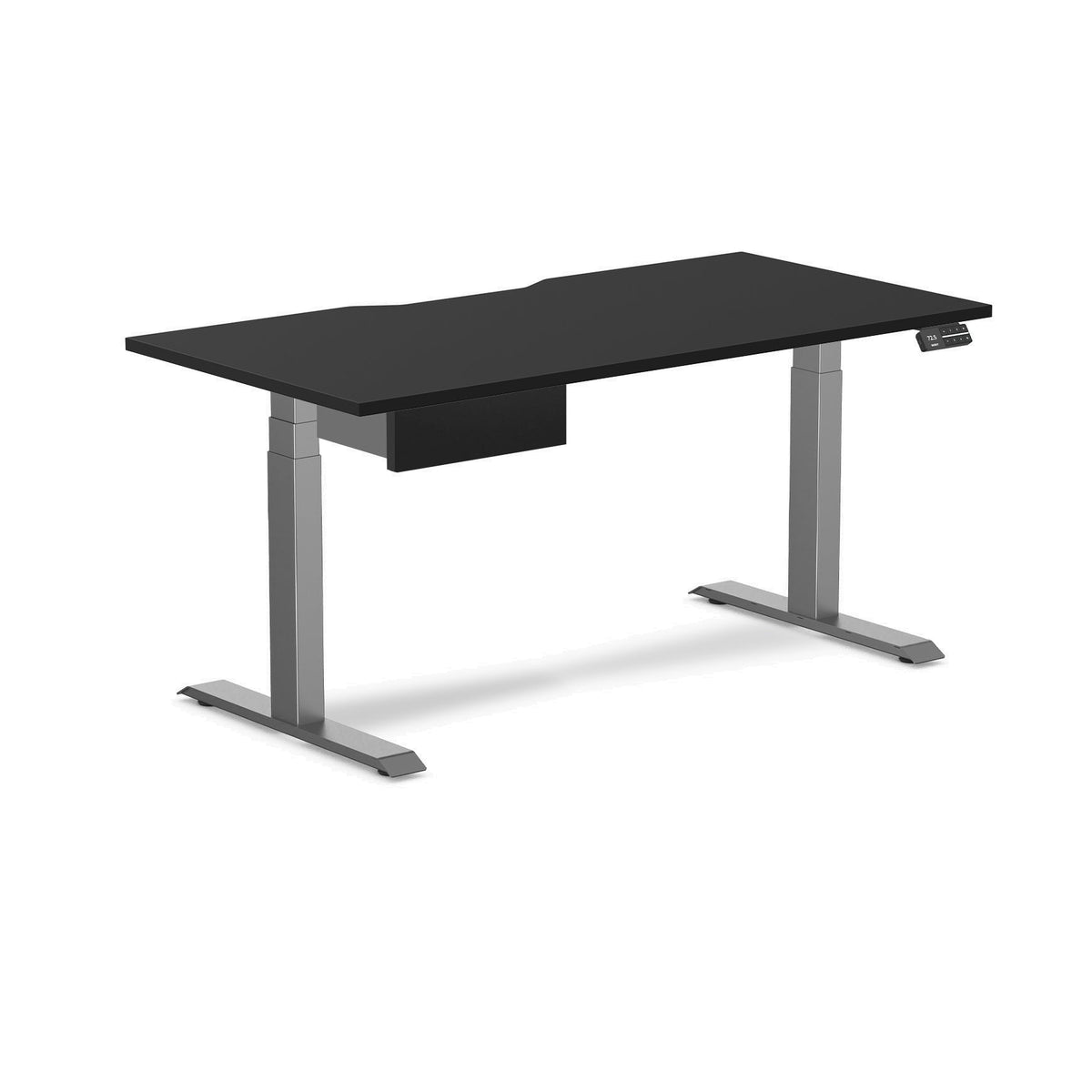 Desky Dual Scalloped Melamine Standing Desk With Drawer - Black / 1500x750mm / Space Grey