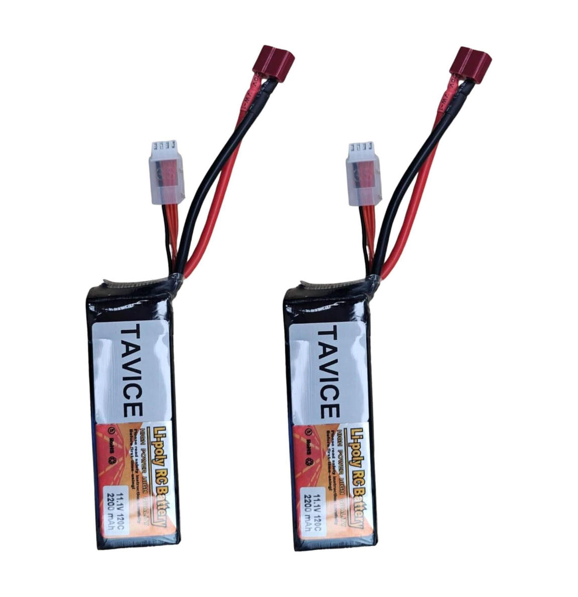 TAVICE 2 Pack Replacement 3S LiPo Battery 11.1V 120C 2200mAh with Deans Connector Compatible with RC Cars, Trucks & Airplanes