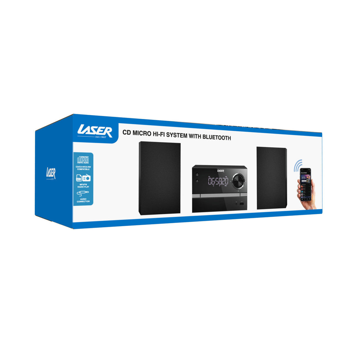 Laser CD Micro Hi-Fi System with Bluetooth (Black)