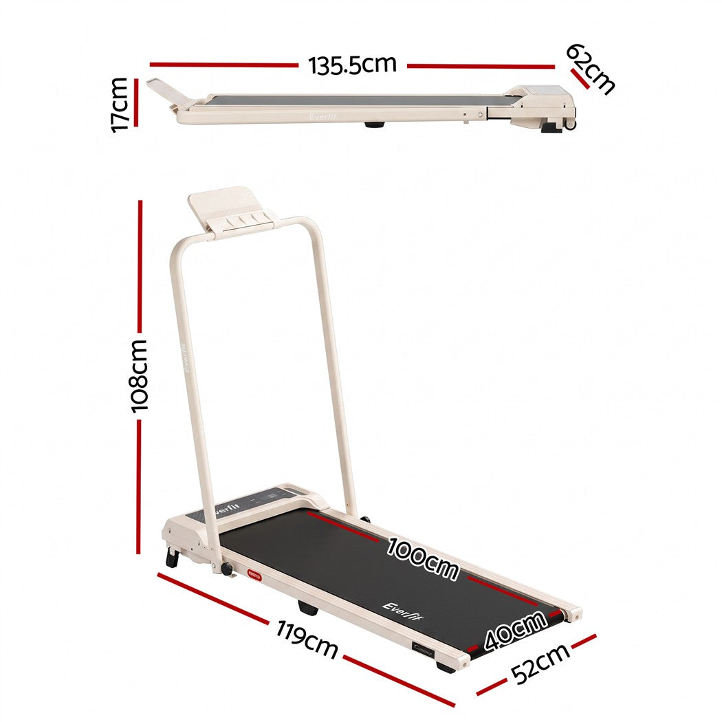 Everfit 3 in 1 Walking Pad Treadmill 12% Incline Foldable Under Desk Treadmills 40cm Belt Beige