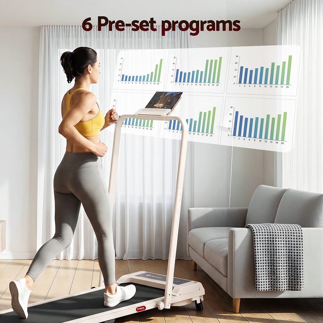 Everfit 3 in 1 Walking Pad Treadmill 12% Incline Foldable Under Desk Treadmills 40cm Belt Beige