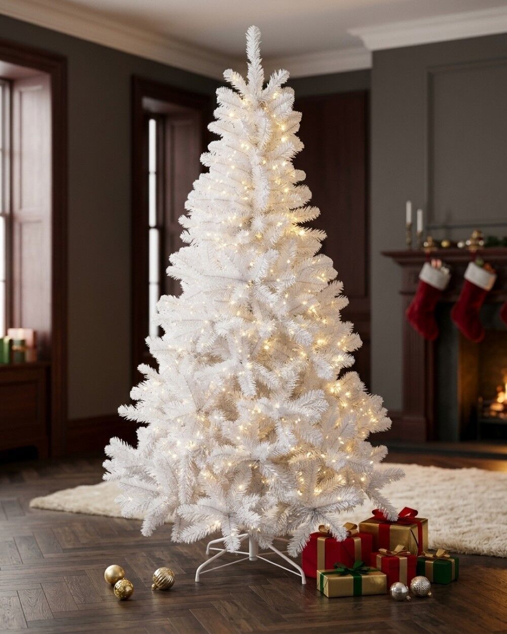 2m Arctic White Artificial Christmas Tree | 770 Tips & Hinged BranchesWhite