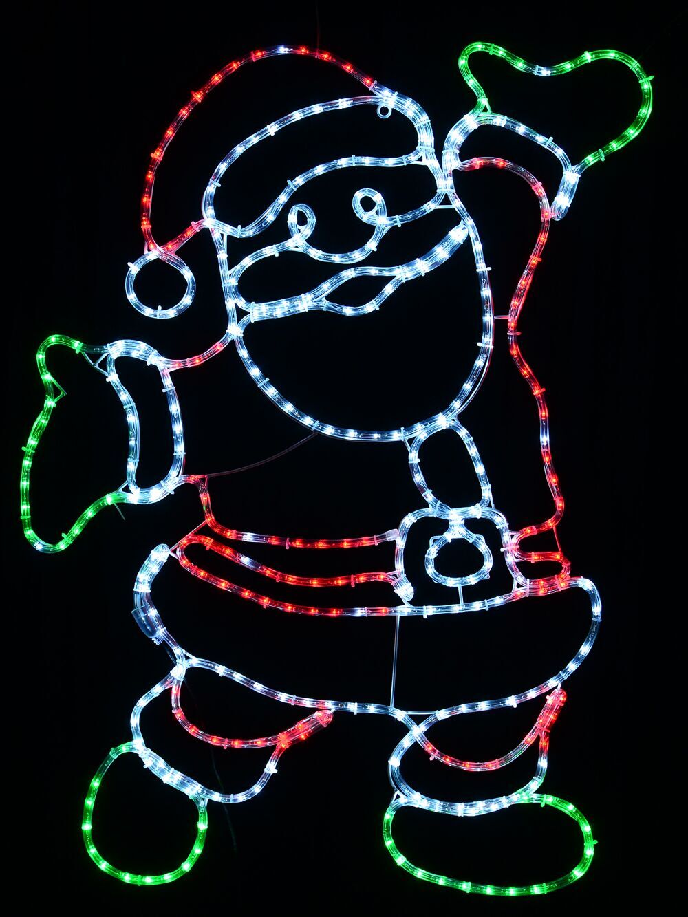 1m Jolly Posing Santa LED Rope Light Silhouette With Twinkle EffectRed & White with Green