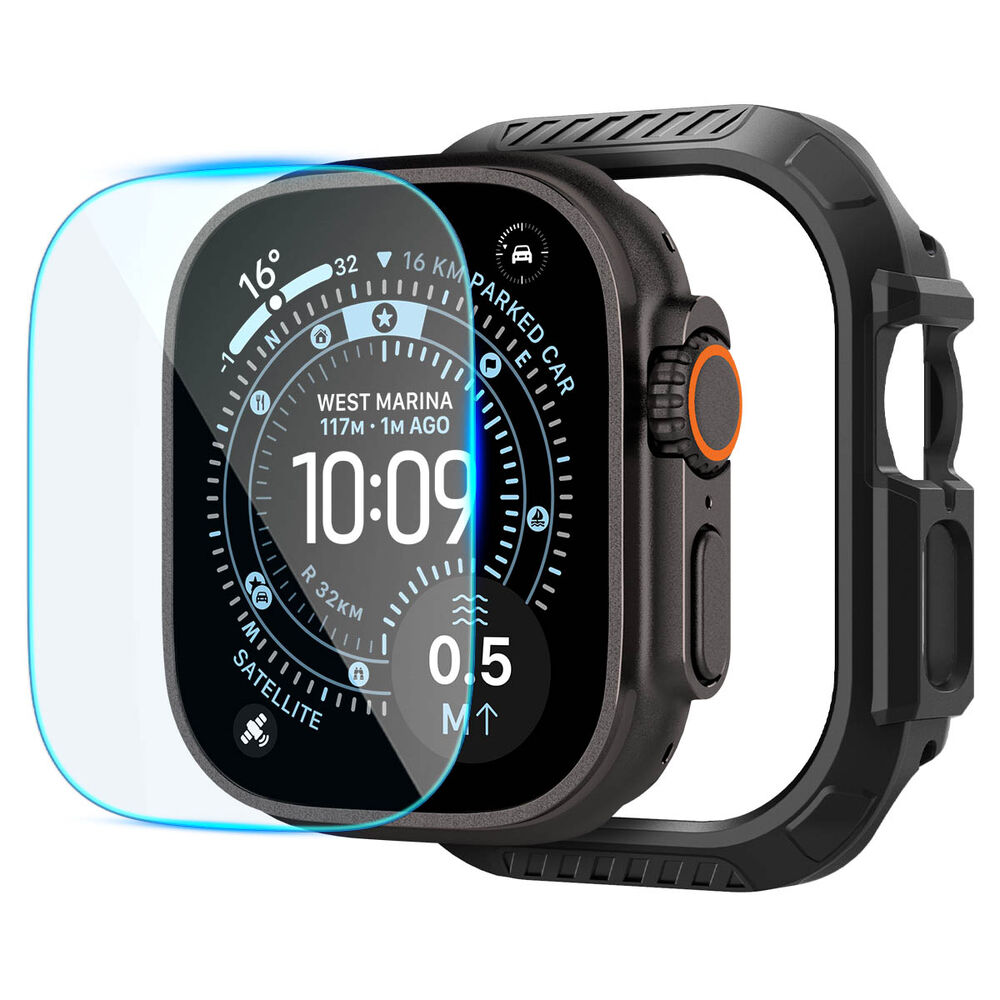 Spigen Apple Watch Ultra 4/3/2/1 49mm Lock Fit Case with Screen Protector (Black)