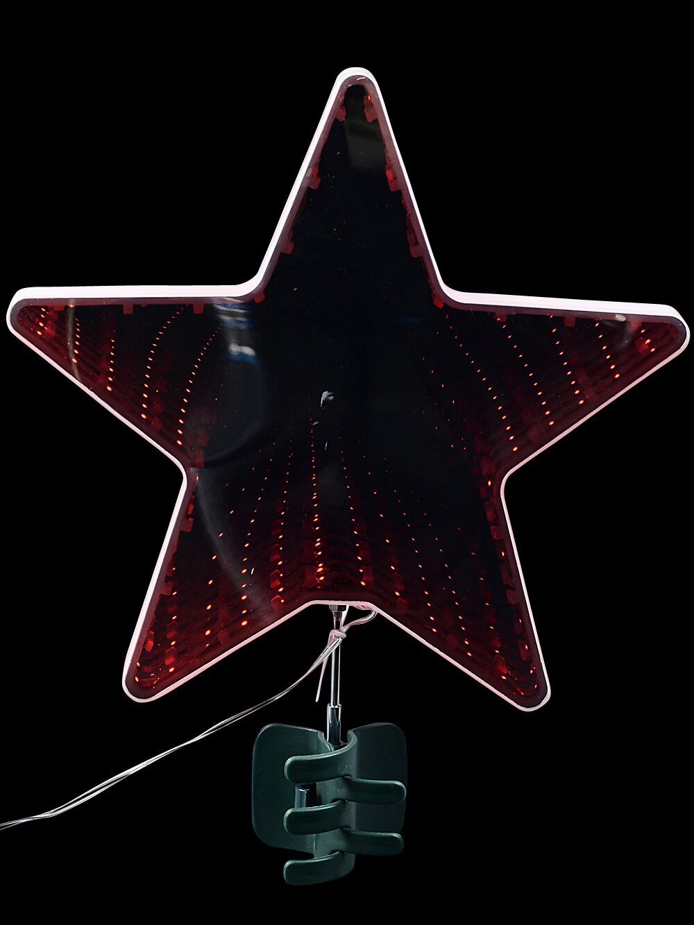 Large Red LED Infinity Mirror Star Christmas Tree Topper 25cm