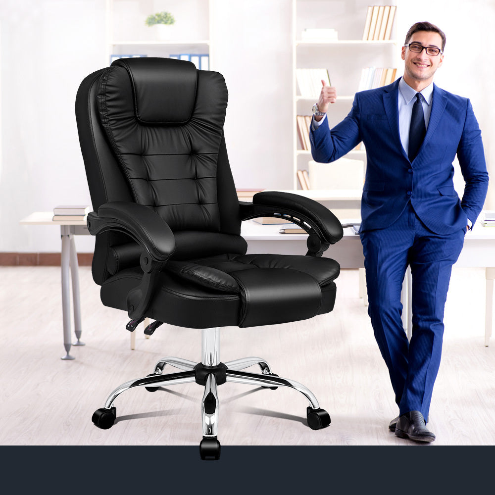 ALFORDSON Office Chair Executive Computer Recliner Seat PU Leather (Black)