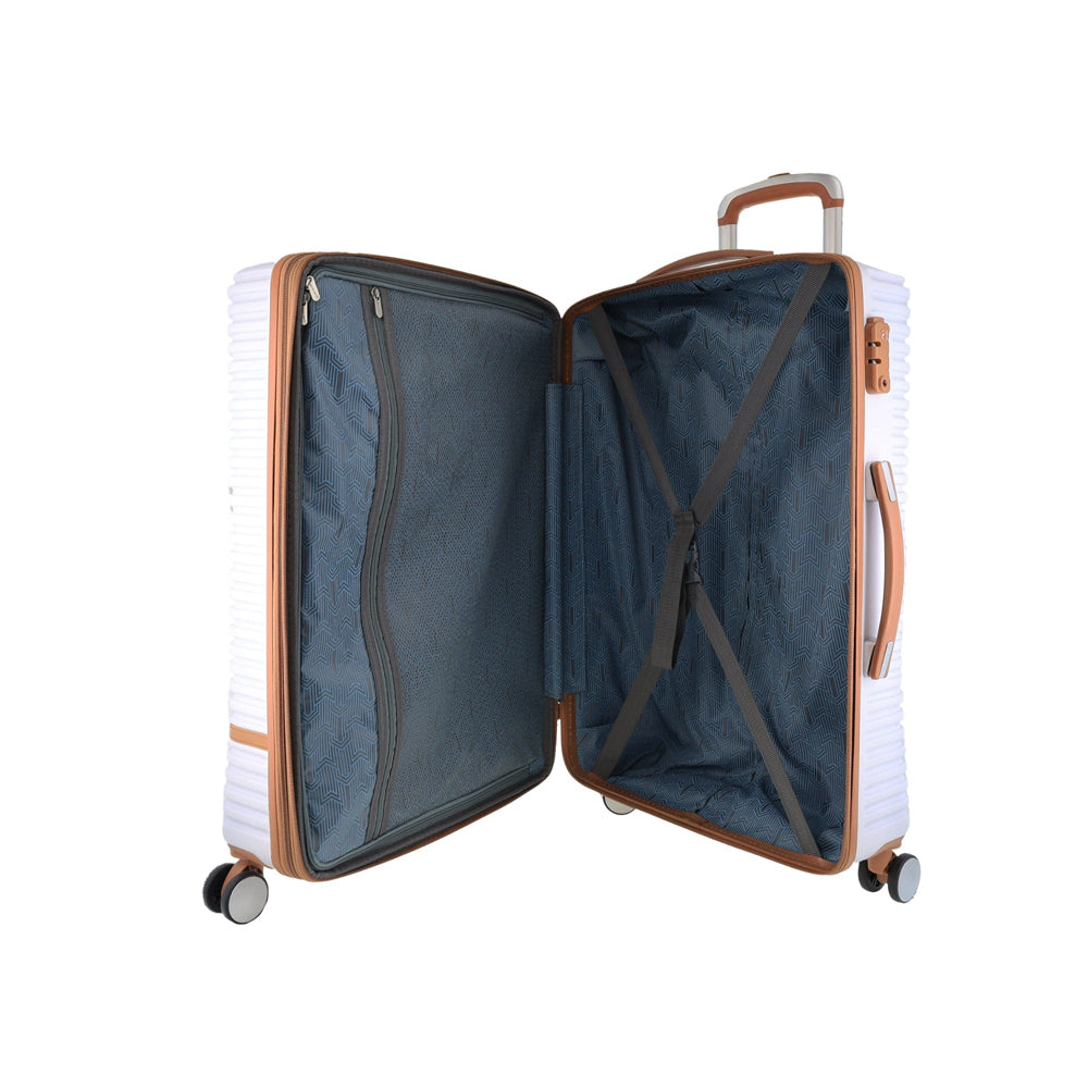Pierre Cardin Large Hard-Shell Suitcase Travel Luggage 80cm White