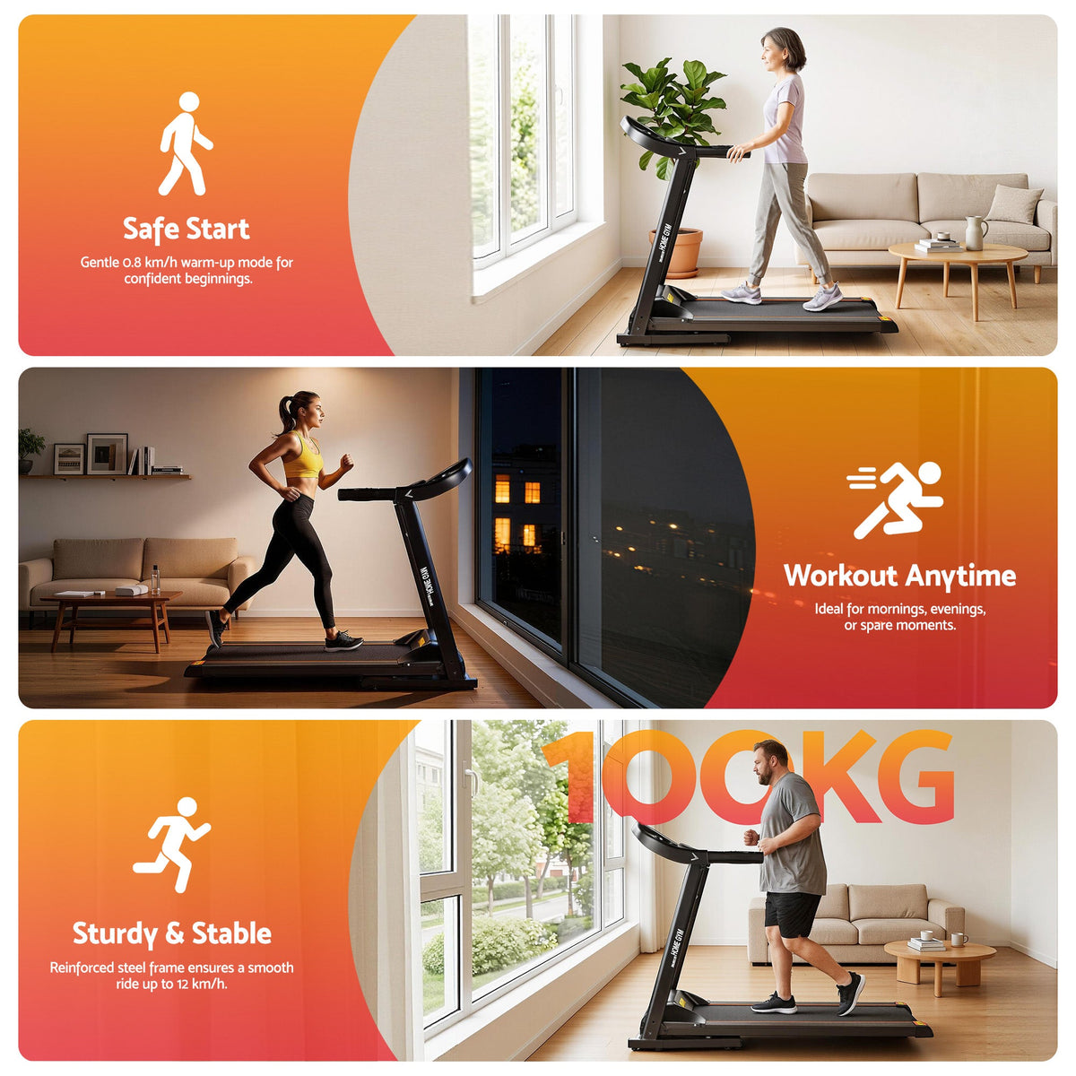Everfit Treadmill Electric Home Gym Fitness Exercise Machine Foldable 400mm