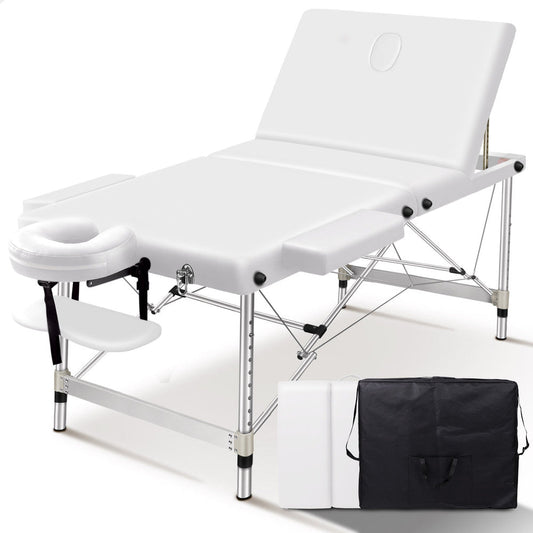 ALFORDSON Massage Table 3 Fold 65cm Foldable Portable (White)