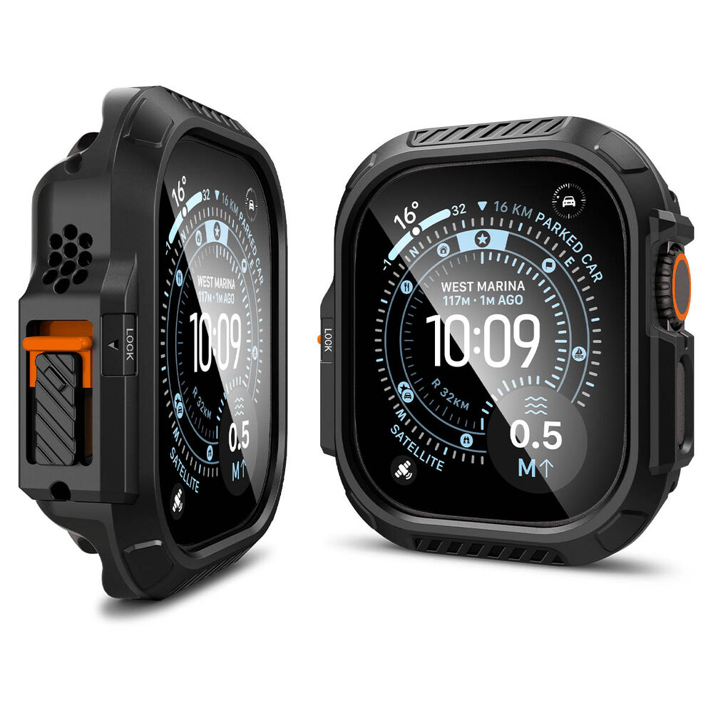 Spigen Apple Watch Ultra 4/3/2/1 49mm Lock Fit Case with Screen Protector (Black)
