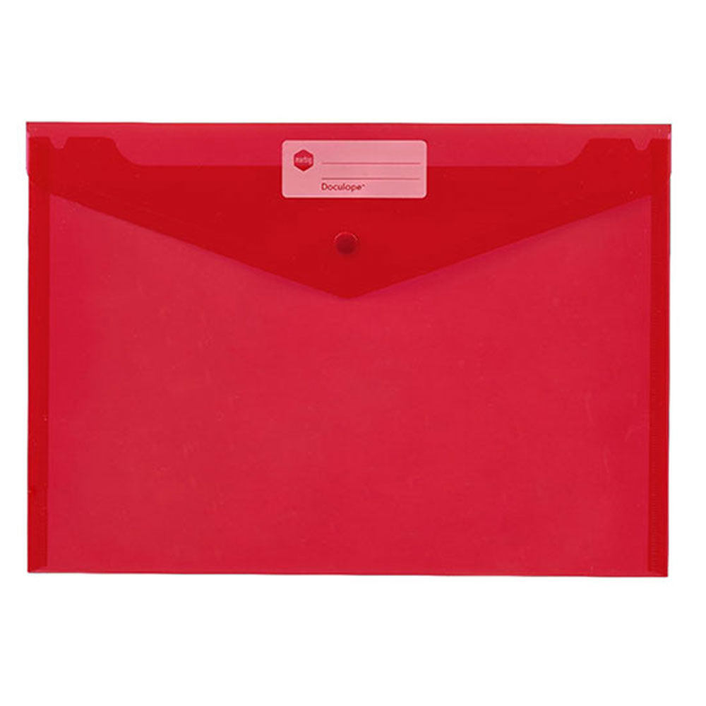 Marbig A4 Document Wallet with Button - Red