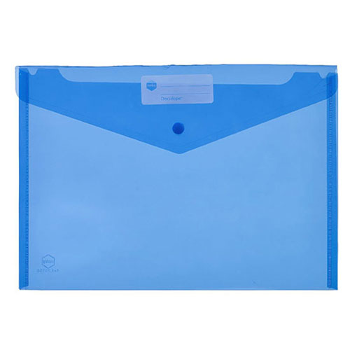 Marbig A4 Document Wallet with Button - Blue