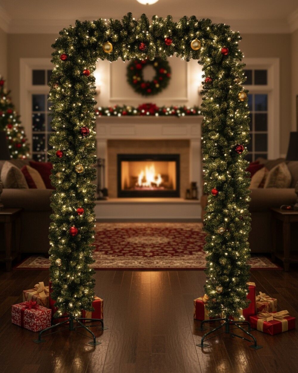 2.4m Balsam Fir Hedge Look Christmas Archway | 1200 Tips & Metal FrameGreen