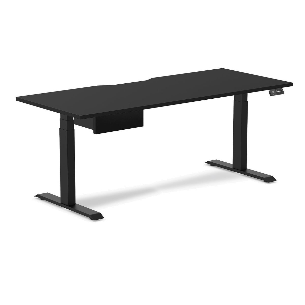 Desky Dual Scalloped Melamine Standing Desk With Drawer - Black / 1800x750mm / Matte Black