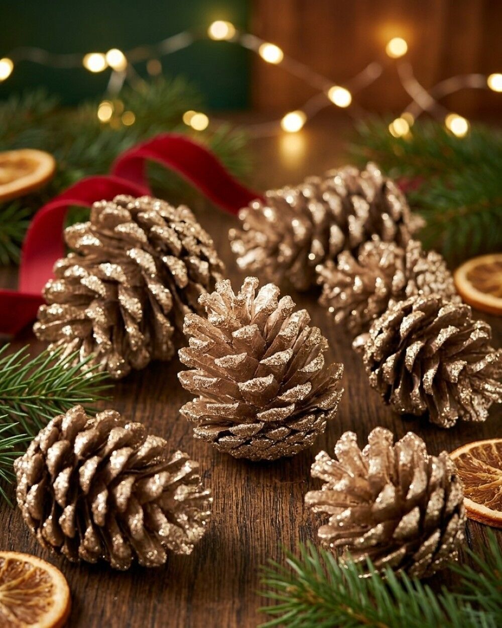 Natural Large Champagne Glittered Pinecones | 200gChampagne