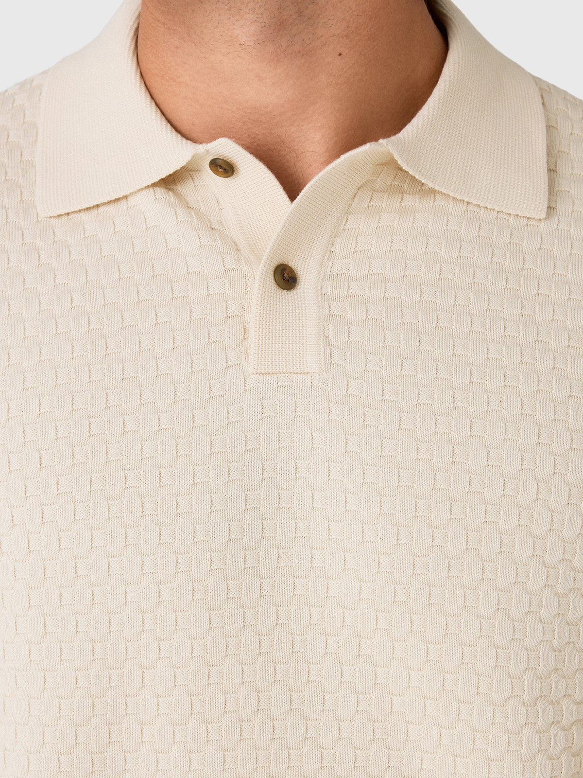 Les Deux Men's Check Structure Knitted Long-Sleeve Polo