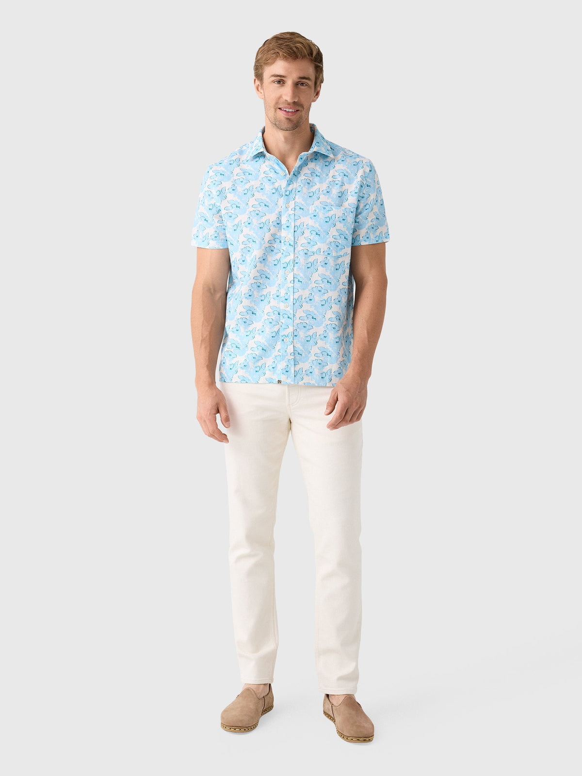Billy Reid Men's Textured Painted Floral Treme Shirt