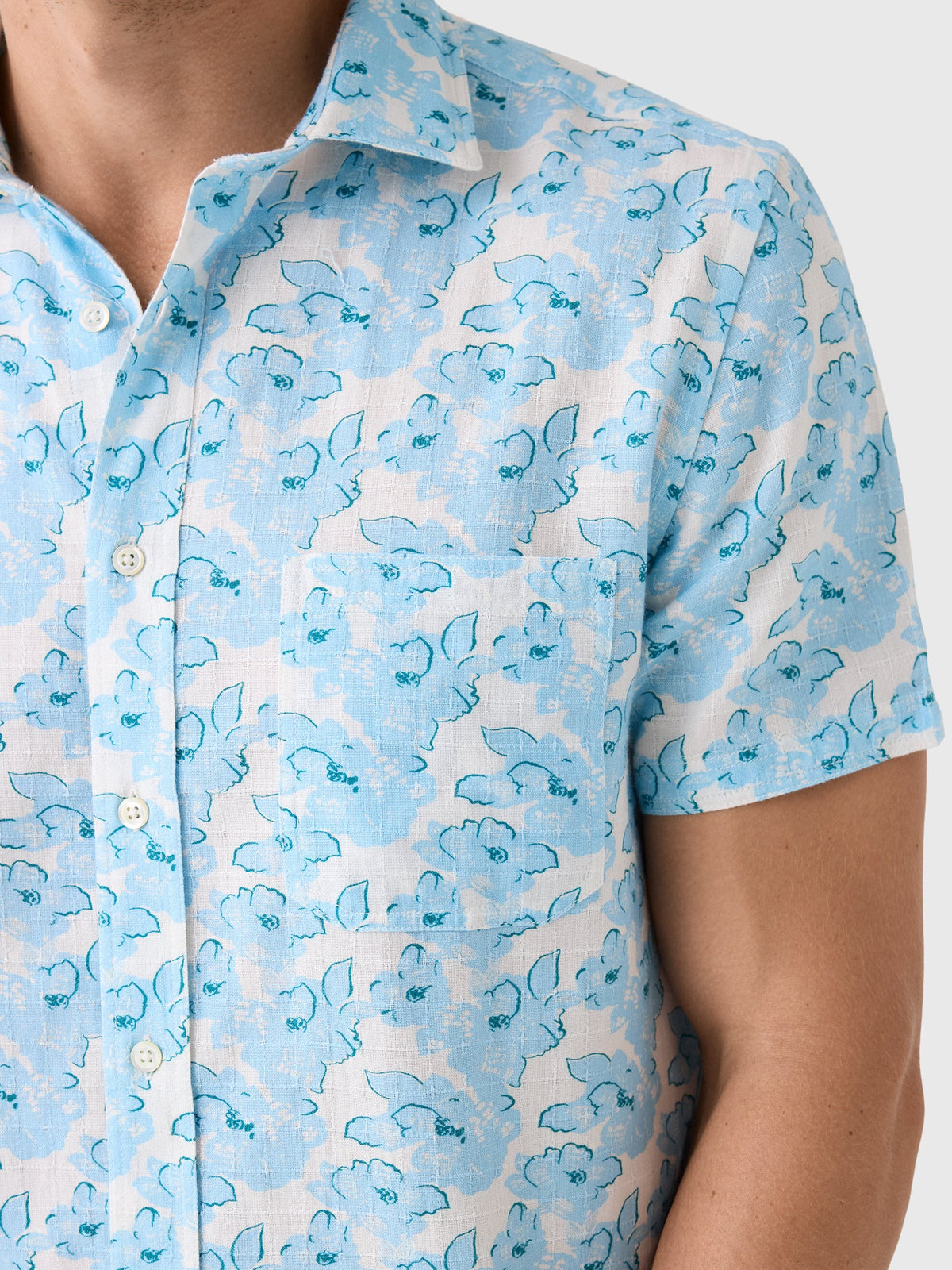Billy Reid Men's Textured Painted Floral Treme Shirt