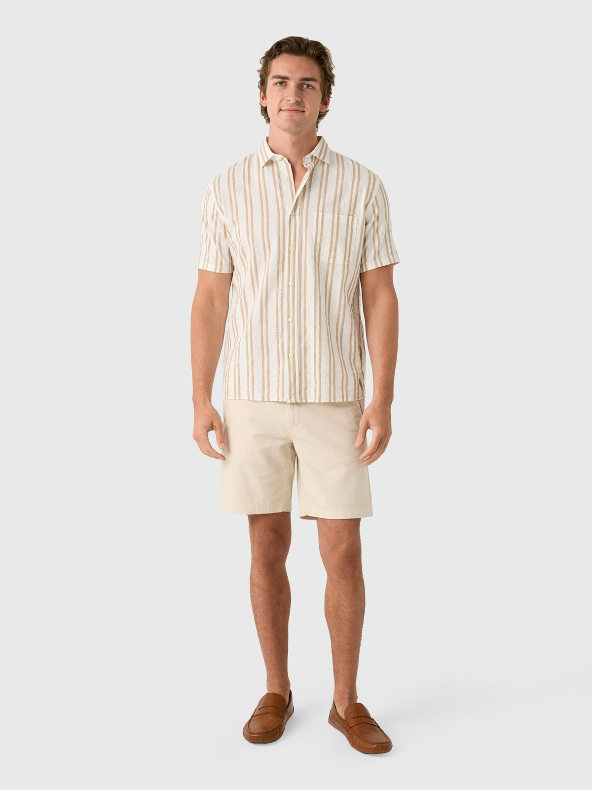 Billy Reid Men's Short Sleeve Textured Dobby Stripe Contrast Treme Shirt