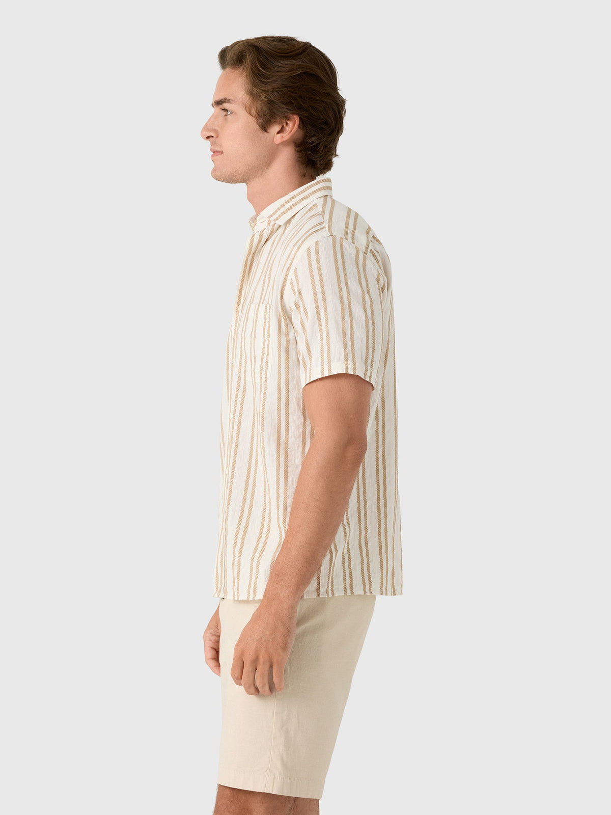Billy Reid Men's Short Sleeve Textured Dobby Stripe Contrast Treme Shirt
