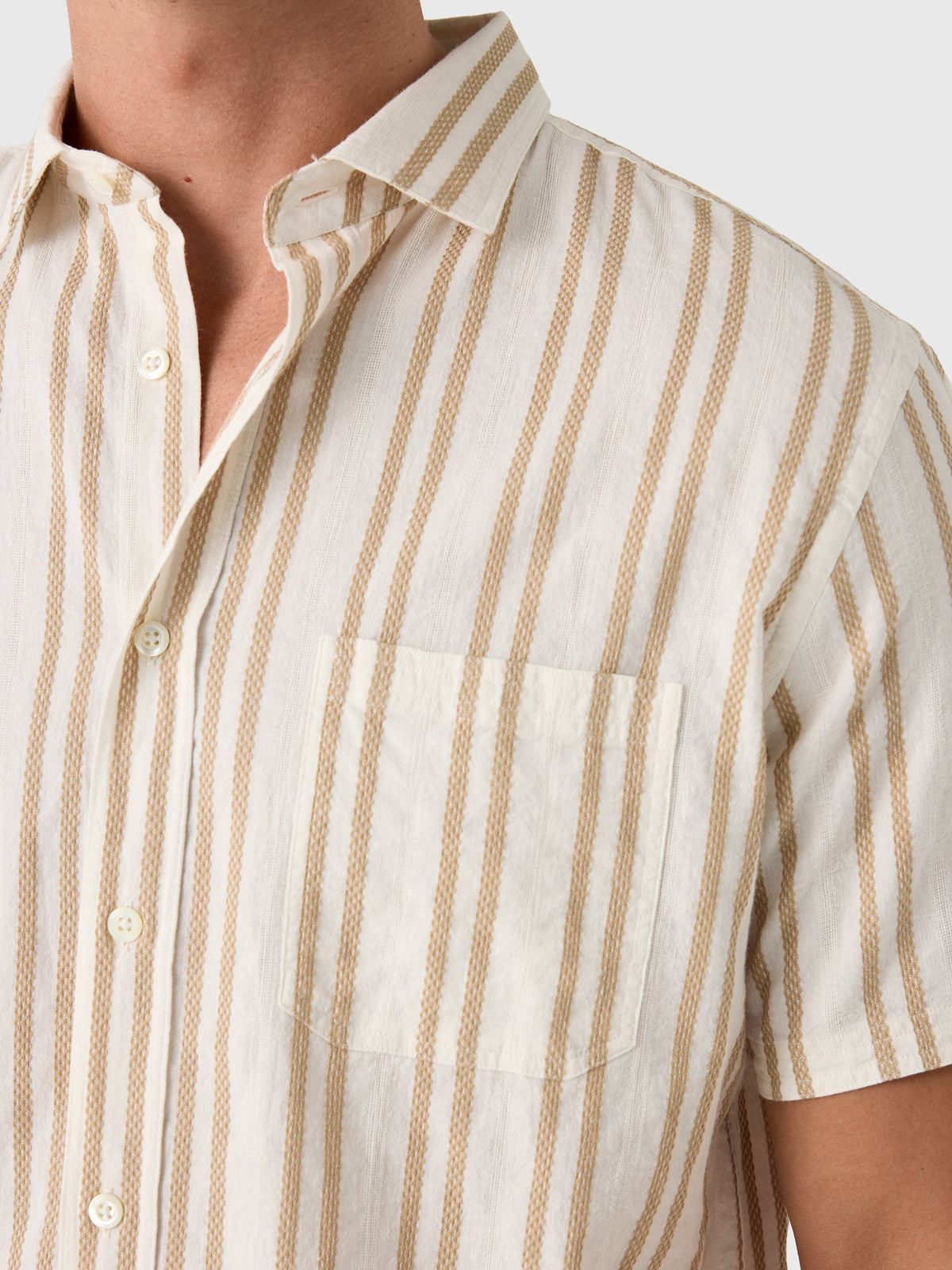Billy Reid Men's Short Sleeve Textured Dobby Stripe Contrast Treme Shirt