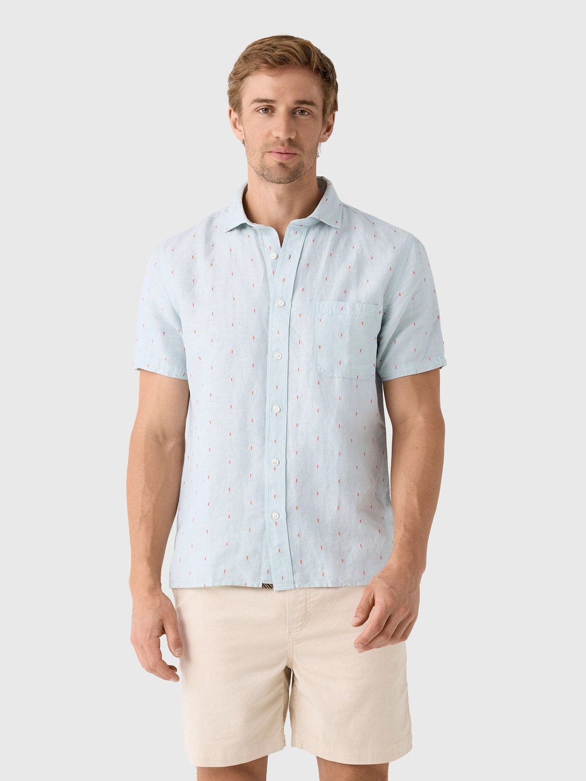 Billy Reid Men's Short Sleeve Herringbone Treme Shirt