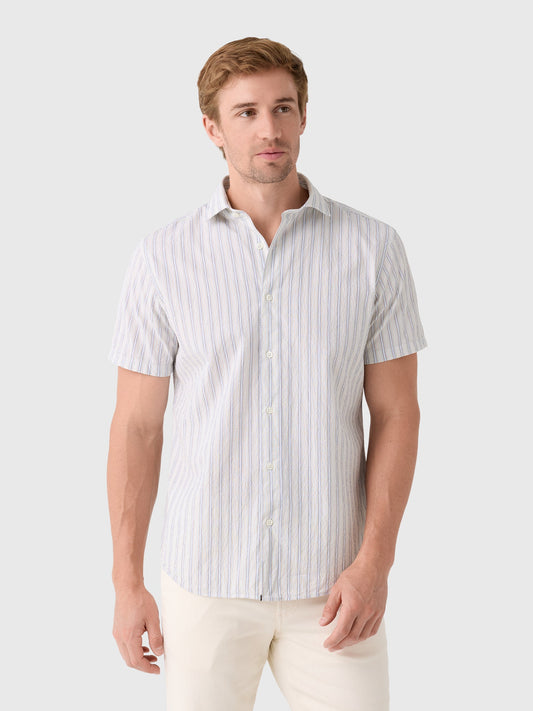 Billy Reid Men's Short Sleeve Seersucker Stripe Hutcheson Sport Shirt