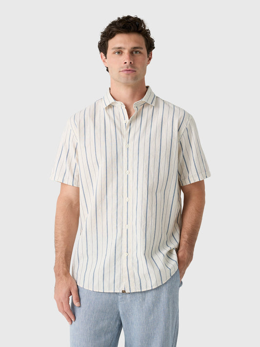 Billy Reid Men's Short Sleeve Speckled Stripe Hutcheson Sport Shirt