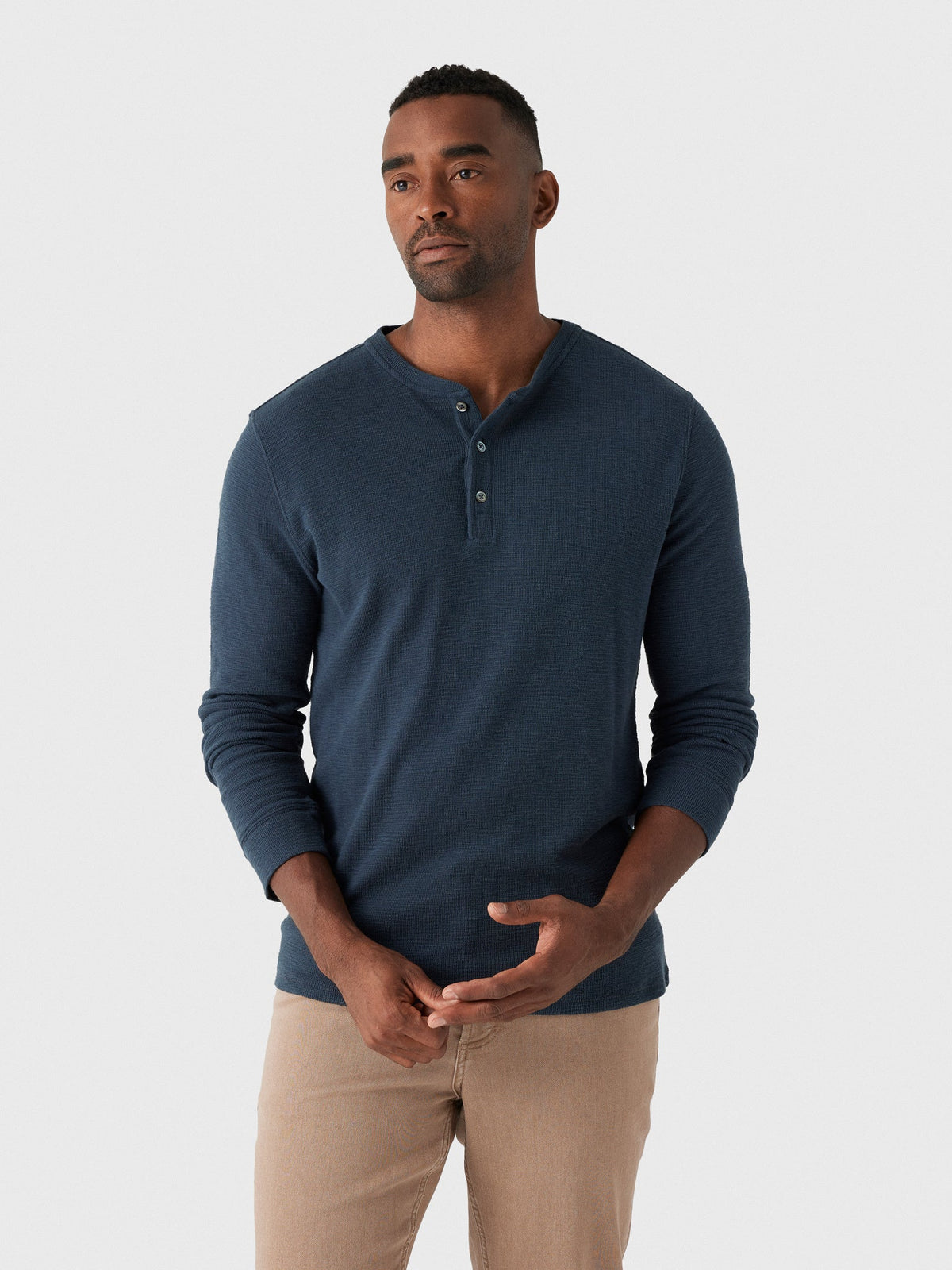 Billy Reid Men's Slub Tuck Henley Shirt