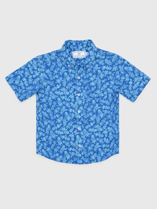 Southern Tide Boys' Pineapple Parade Coastal Breeze Short Sleeve Sport Shirt